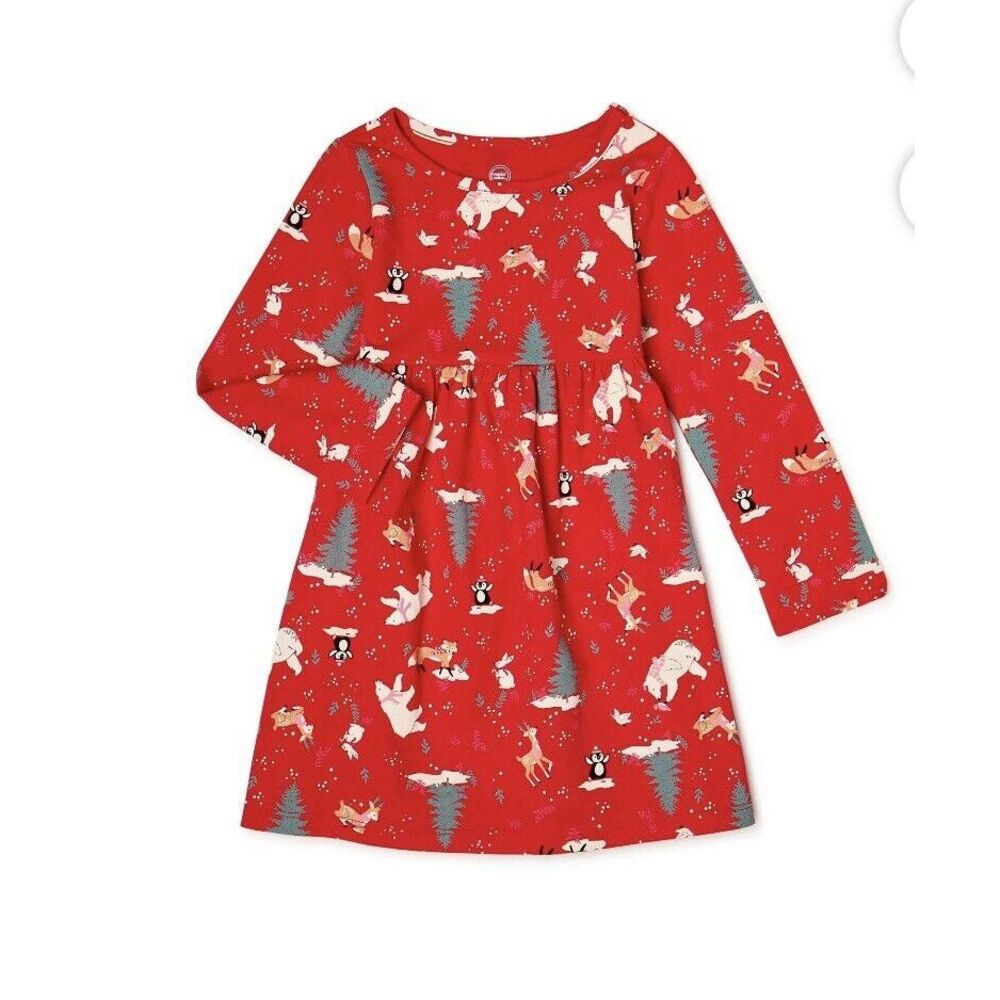 NWT Wonder Nation 4T Long Sleeve WINTER PRINT 100%  Cotton Shirred Waist